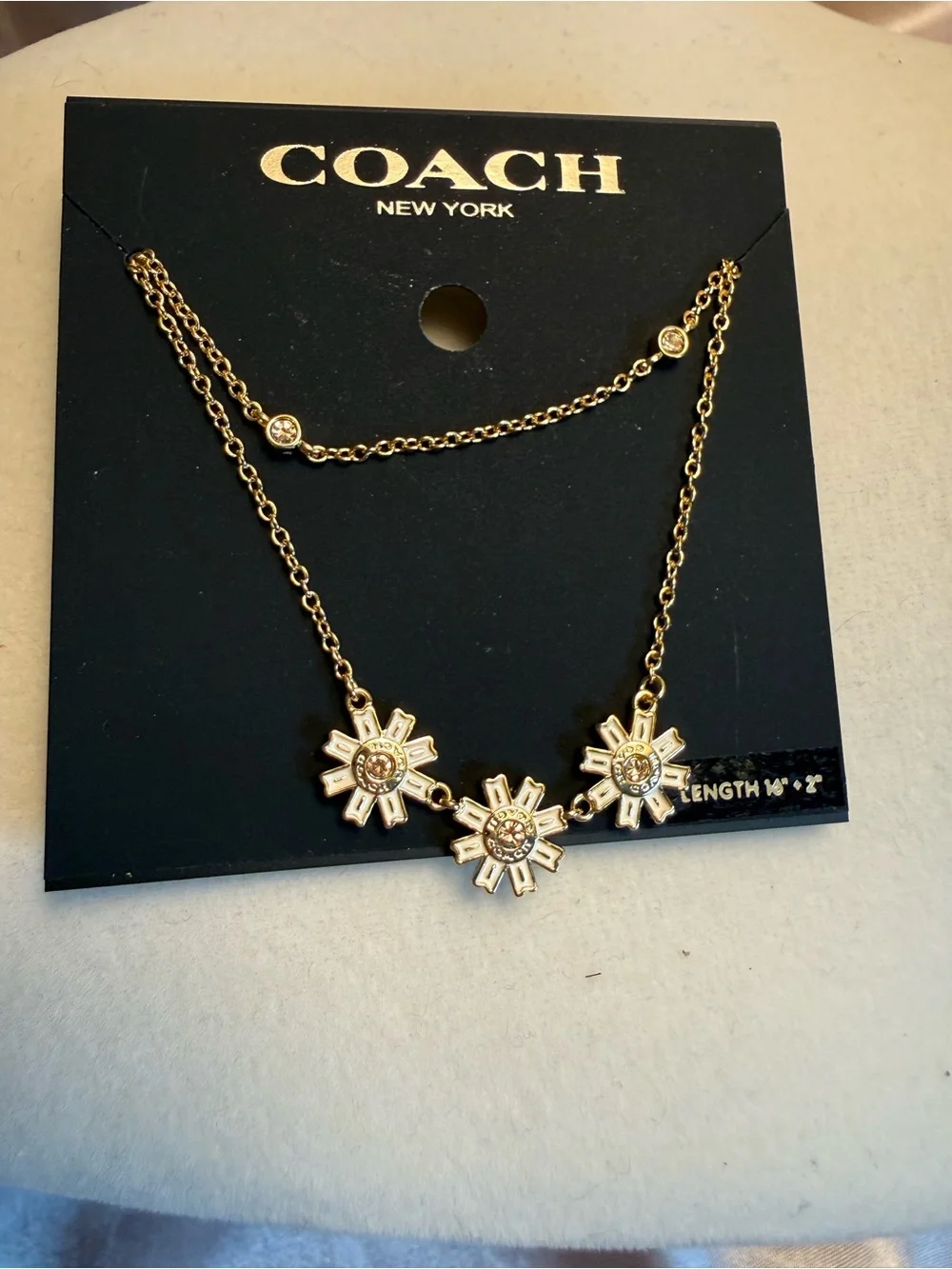 Coach Gold Floral Triple Pendant Layered Necklace